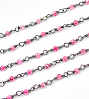 Coated Red Quartz Wire Wrap Chain. CQU19